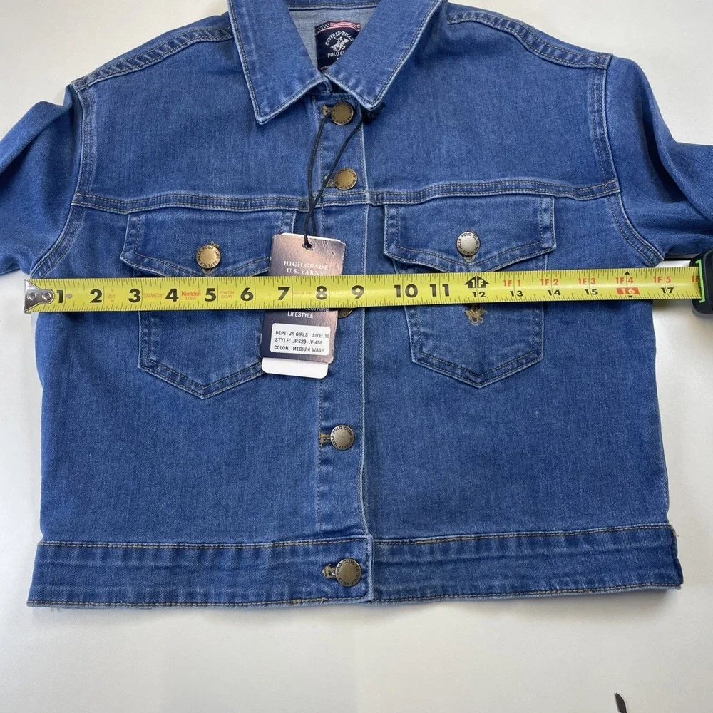 NWT Beverly Hills Polo Club Denim Long Sleeve Pockets‎ Logo Jacket girl's 10